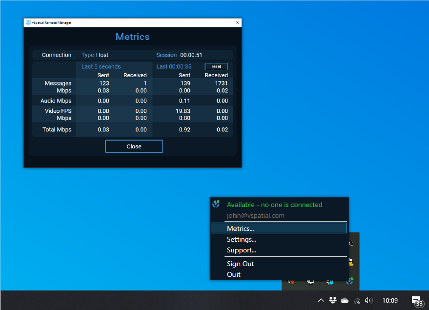 Remote desktop utility in the hotbar
